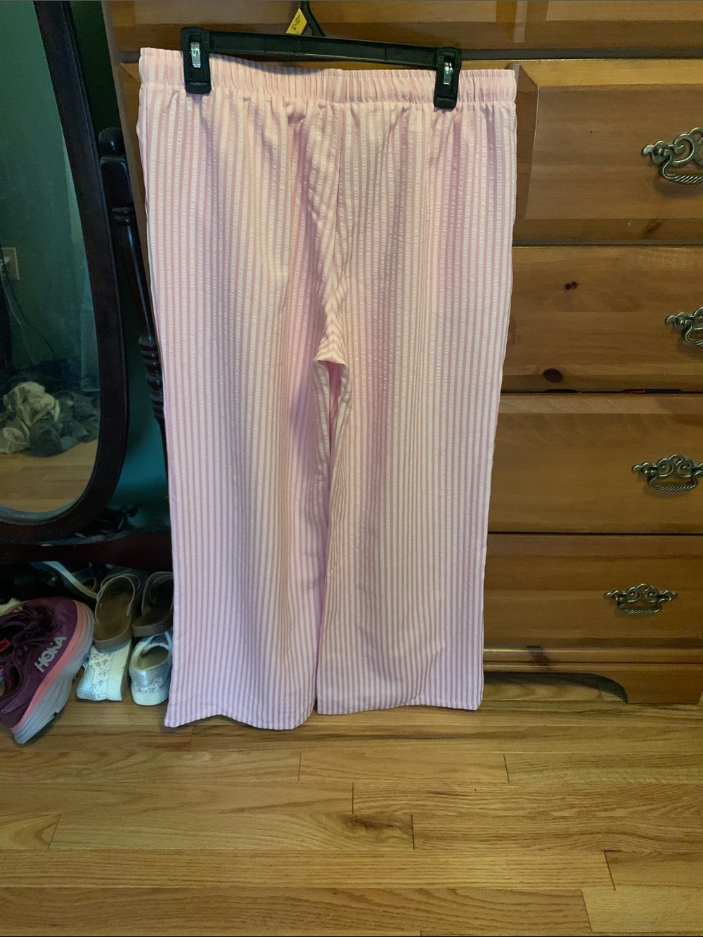 Peach Love California Pink & White Striped Drawstring pants - Picture 2 of 2